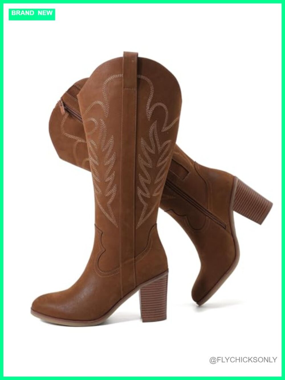 Extra Wide Calf Knee High Cowboy Boots Faux Leather Memory Foam